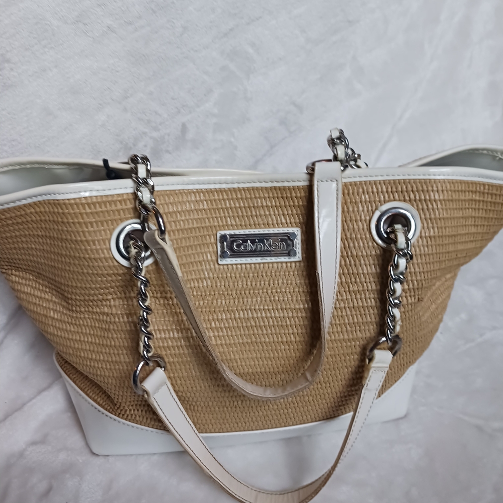 Calvin Klein Tan and White Women's Bag